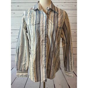 Cedar Rose Western Shirt Womens Large NWT Striped Rodeo Cowgirl Ox Pearl Snap